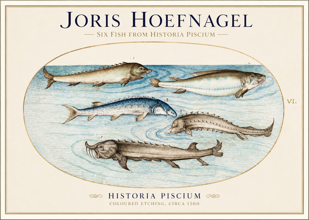 Joris Hoefnagel Fishes of Northern Waters No2 - Plakát