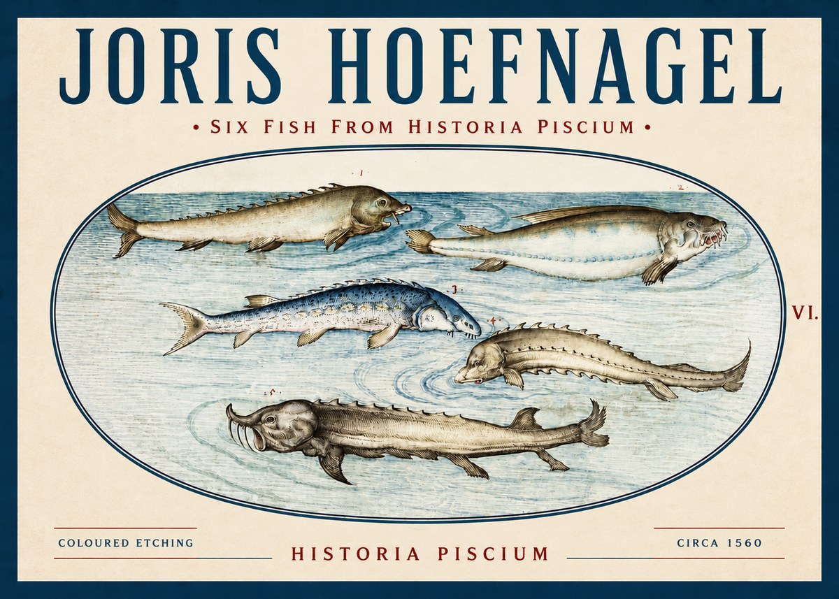 Joris Hoefnagel Fishes of Northern Waters No4 - Plakát