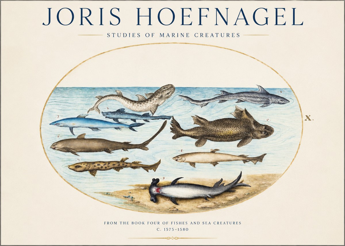 Joris Hoefnagel Studies of Marine Creatures No1 - Plakát