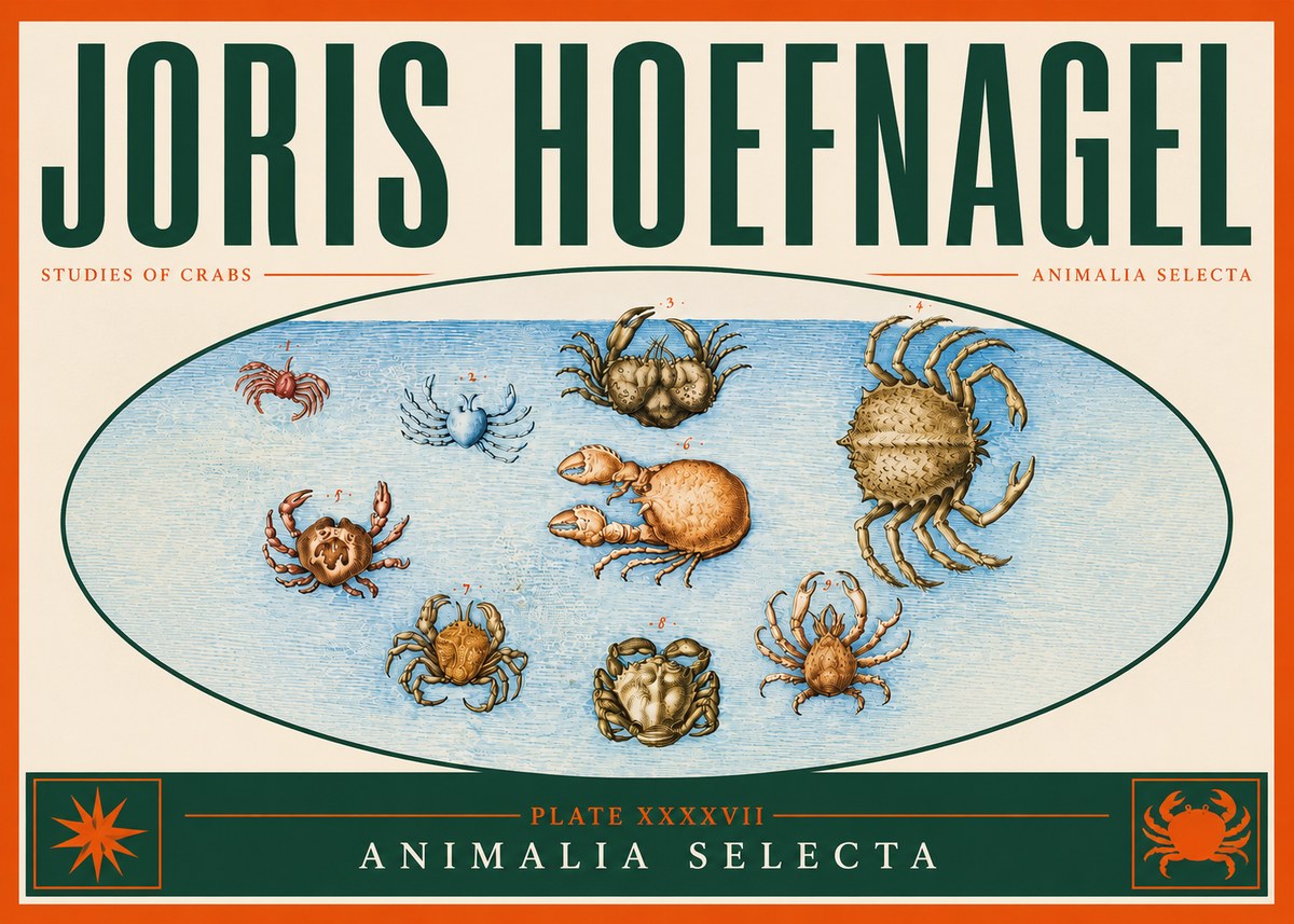Joris Hoefnagel Studies of Crabs No4 - Plakát