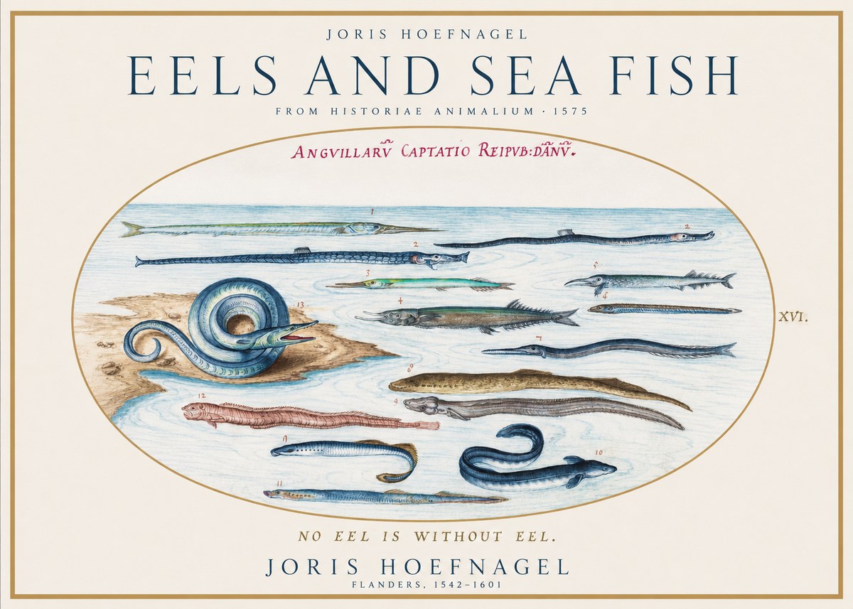 Joris Hoefnagel Eels and Sea Fish No1 - Plakát