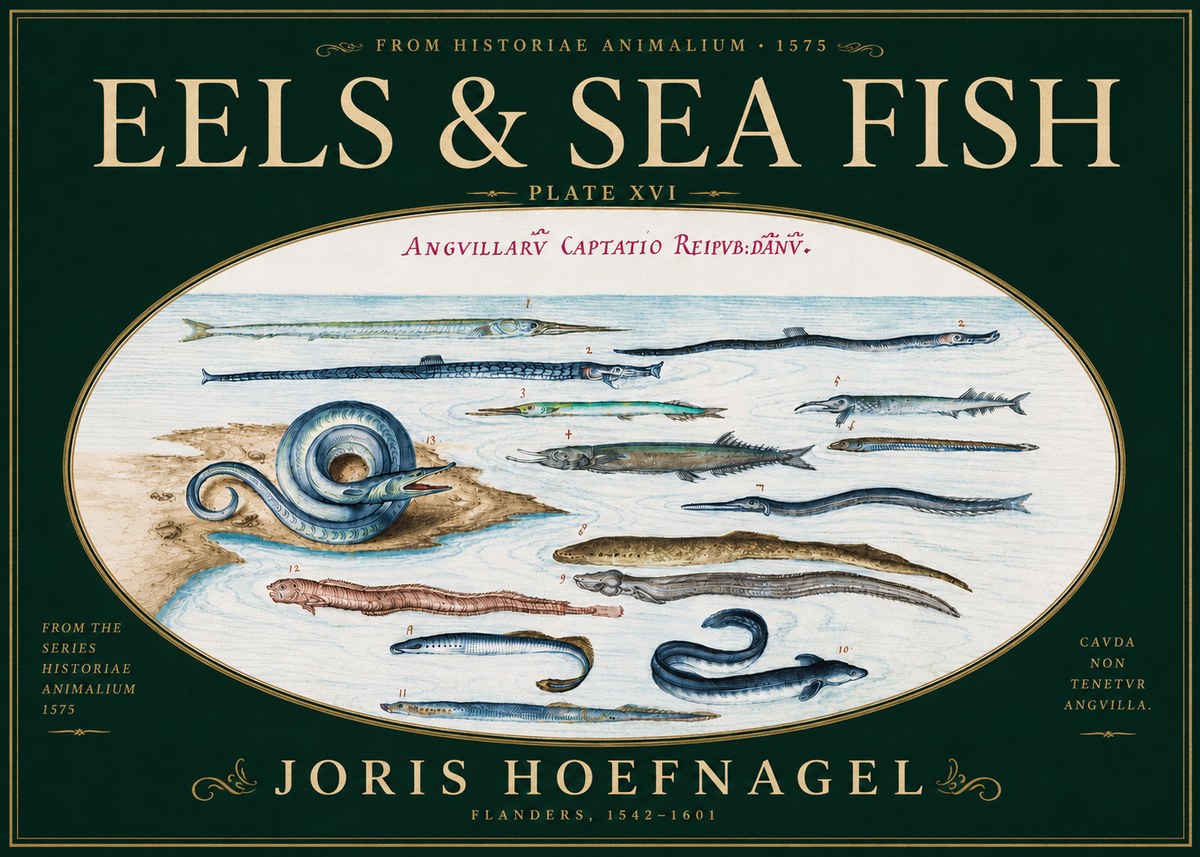 Joris Hoefnagel Eels and Sea Fish No6 - Plakát
