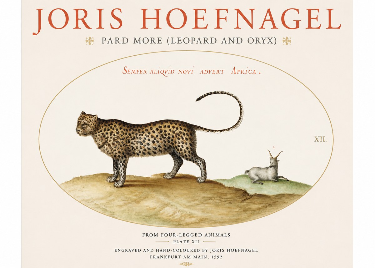 Joris Hoefnagel Pard More (Leopard and Oryx) No1 - Plakát