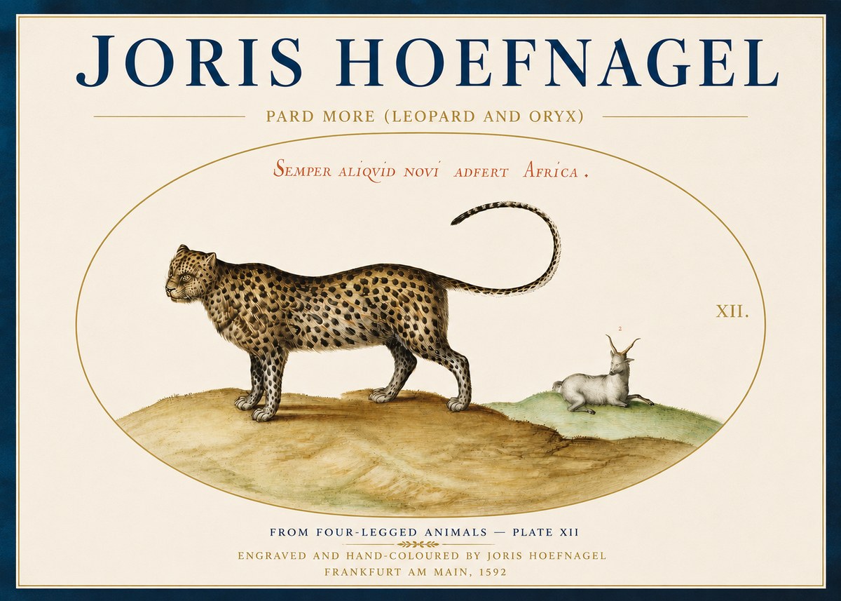 Joris Hoefnagel Pard More (Leopard and Oryx) No4 - Plakát