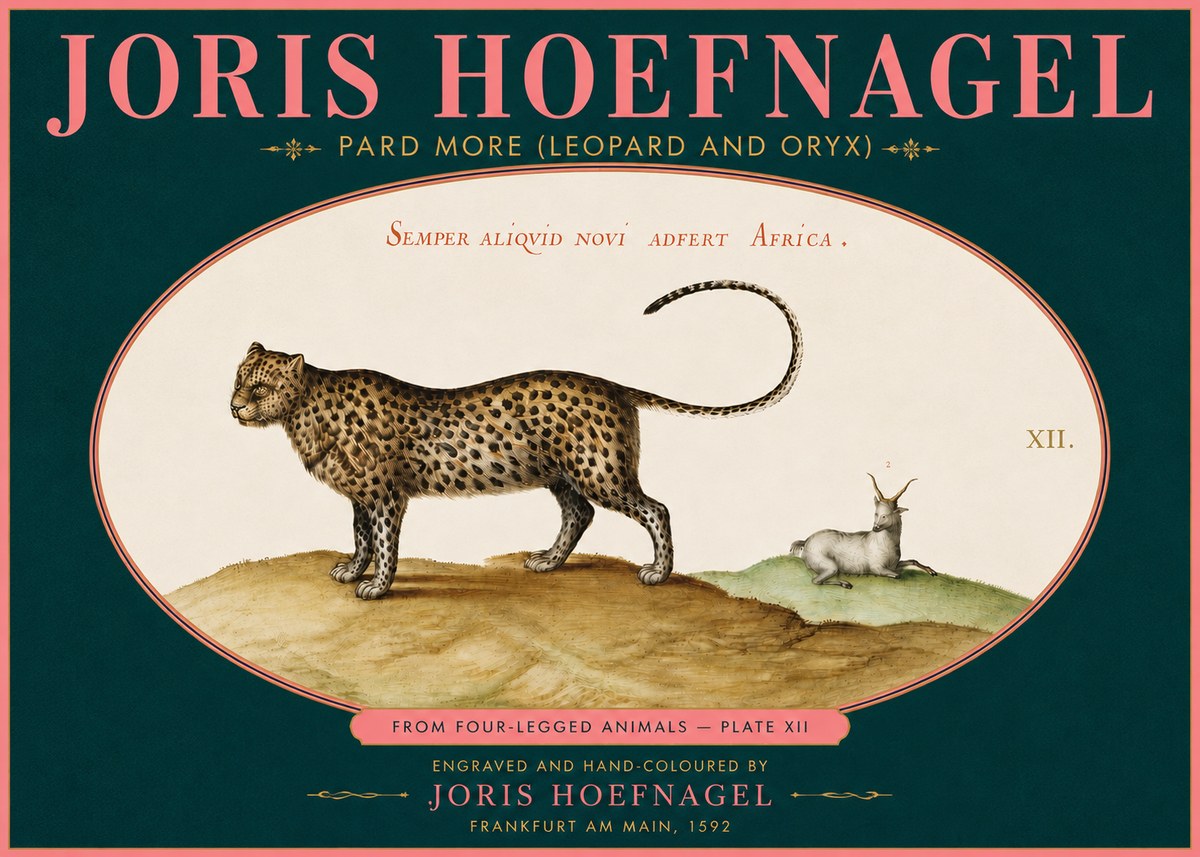 Joris Hoefnagel Pard More (Leopard and Oryx) No5 - Plakát