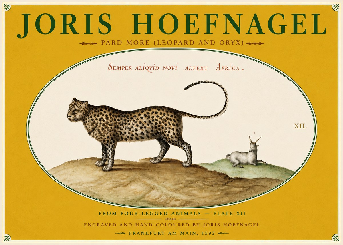 Joris Hoefnagel Pard More (Leopard and Oryx) No6 - Plakát