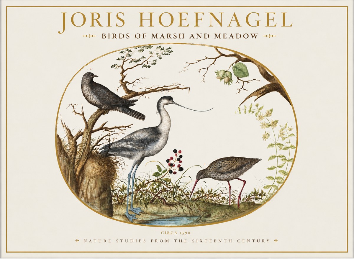 Joris Hoefnagel Birds of Marsh and Meadow No1 - Plakát