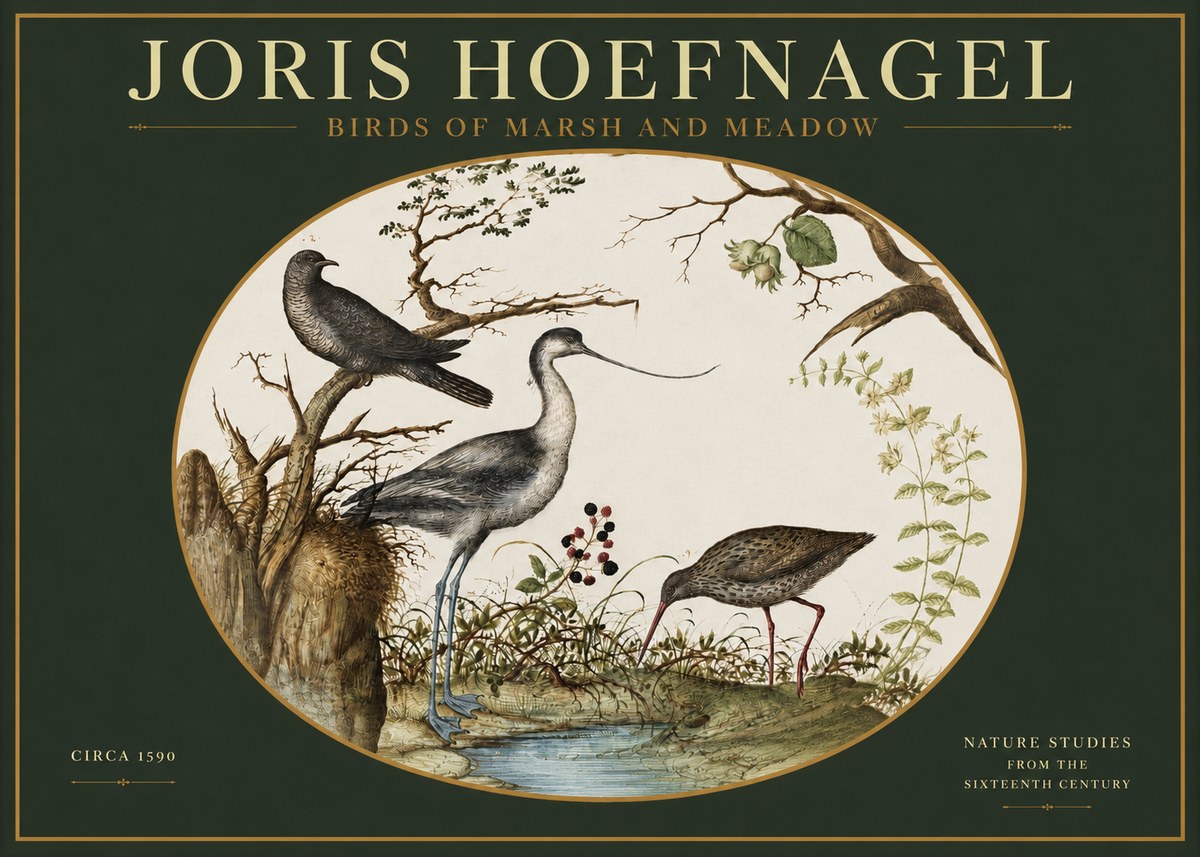 Joris Hoefnagel Birds of Marsh and Meadow No2 - Plakát