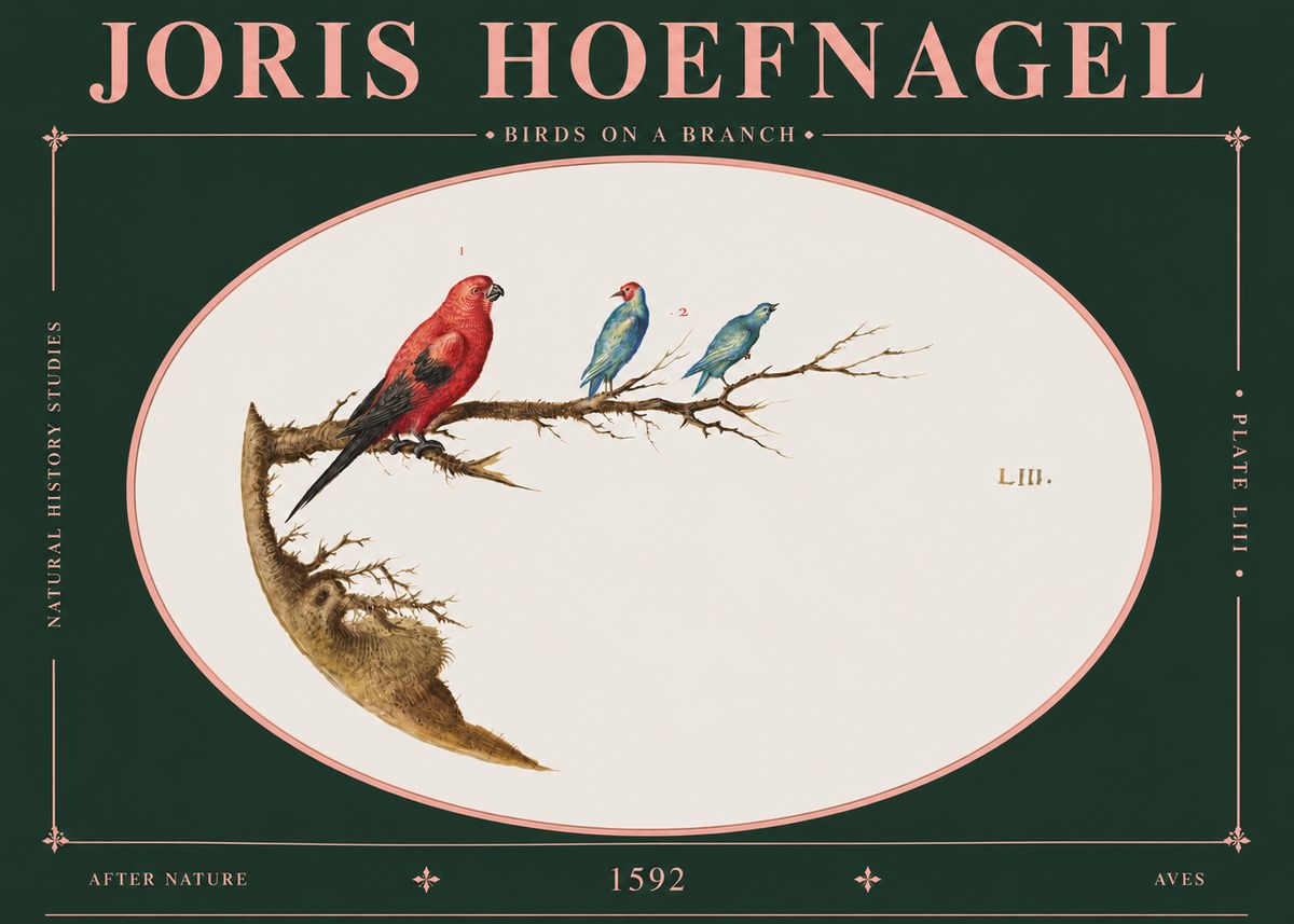 Joris Hoefnagel Birds on a Branch No6 - Plakát