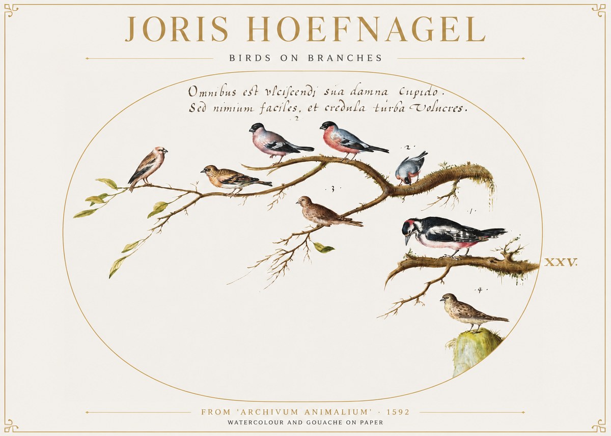 Joris Hoefnagel Birds on Branches No1 - Plakát