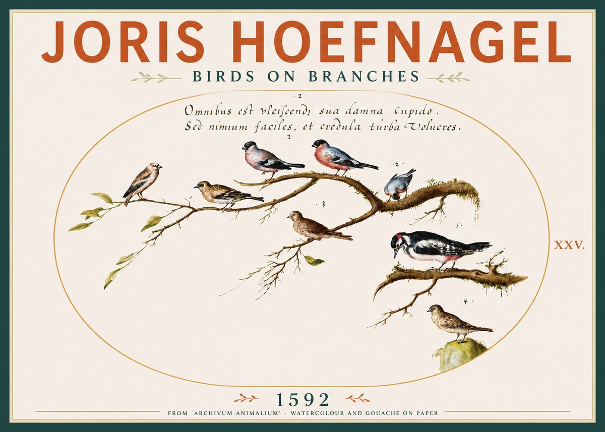 Joris Hoefnagel Birds on Branches No4 - Plakát