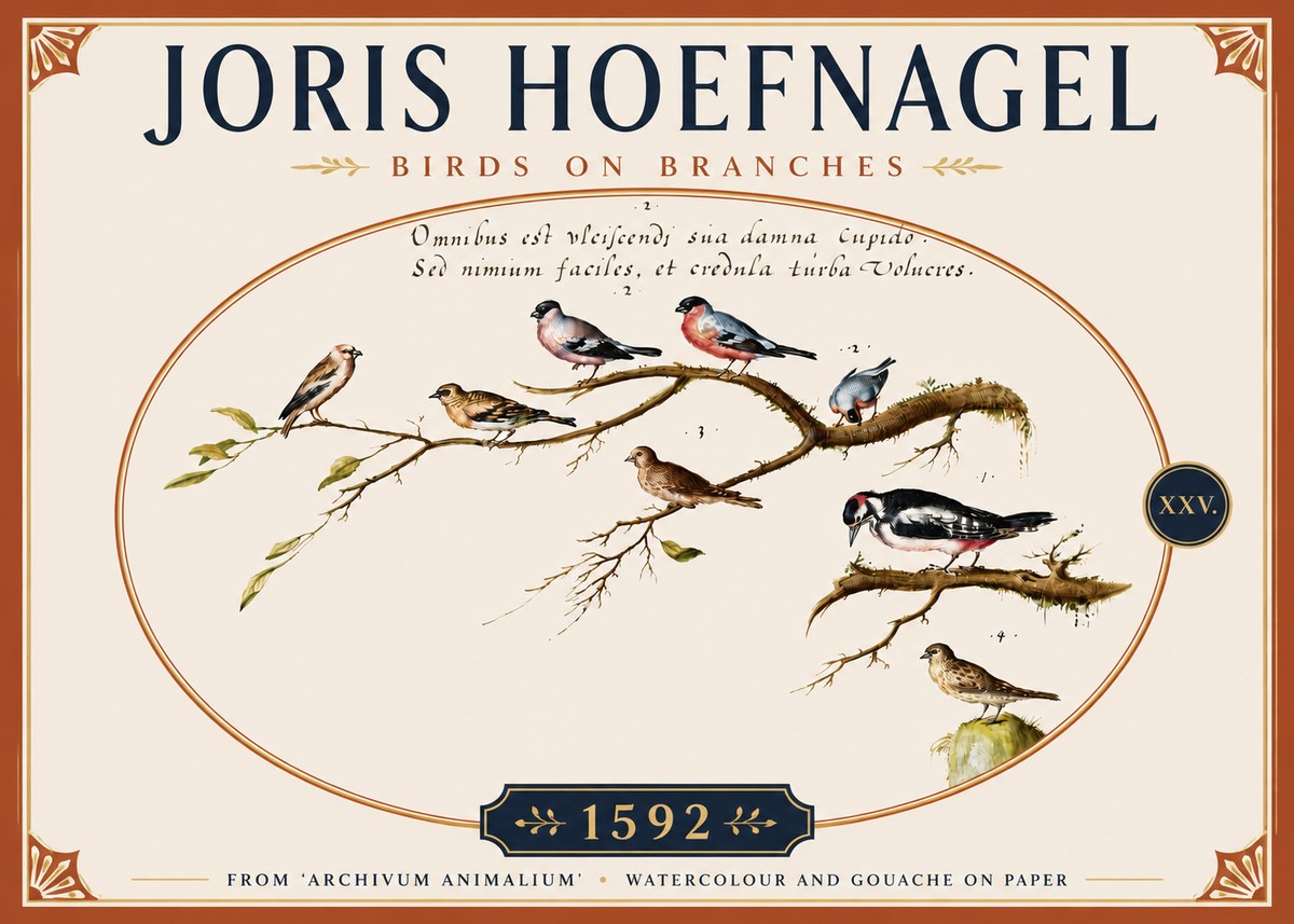 Joris Hoefnagel Birds on Branches No5 - Plakát