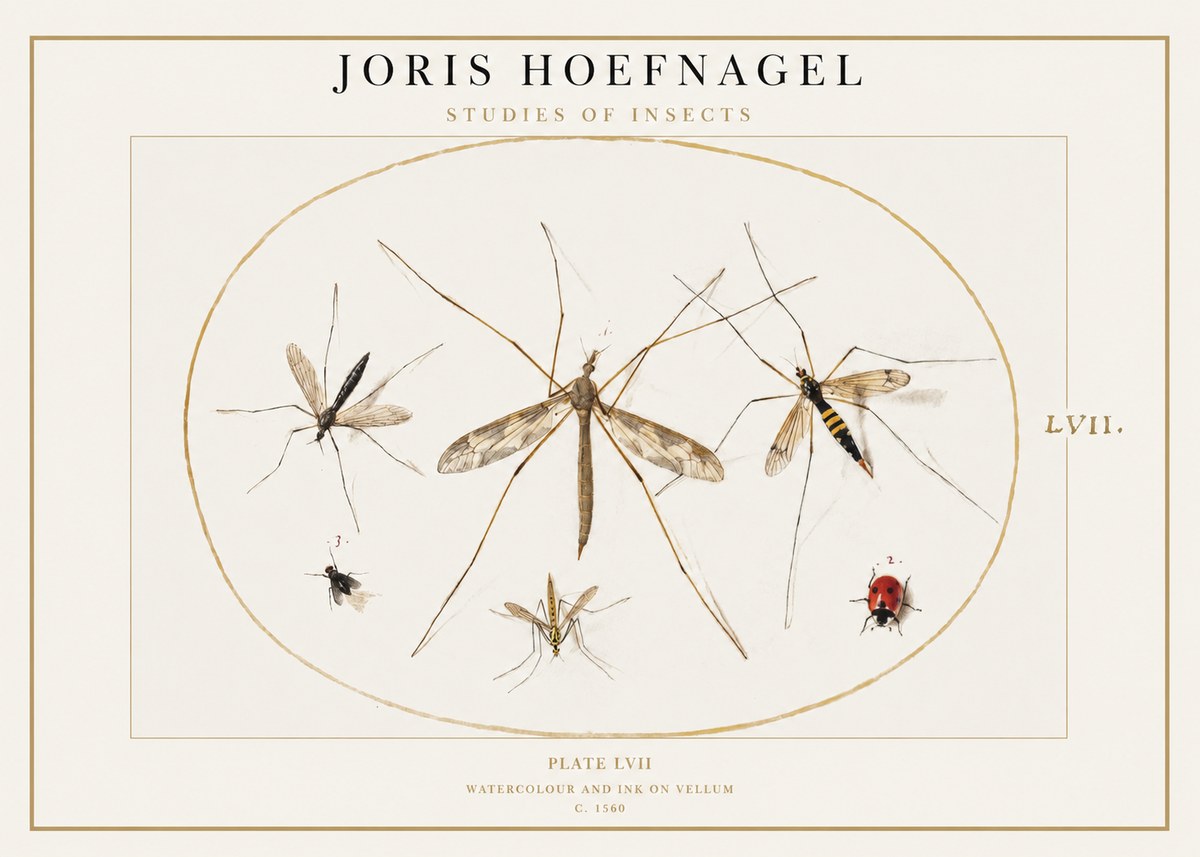Joris Hoefnagel Studies of Insects II No1 - Plakát