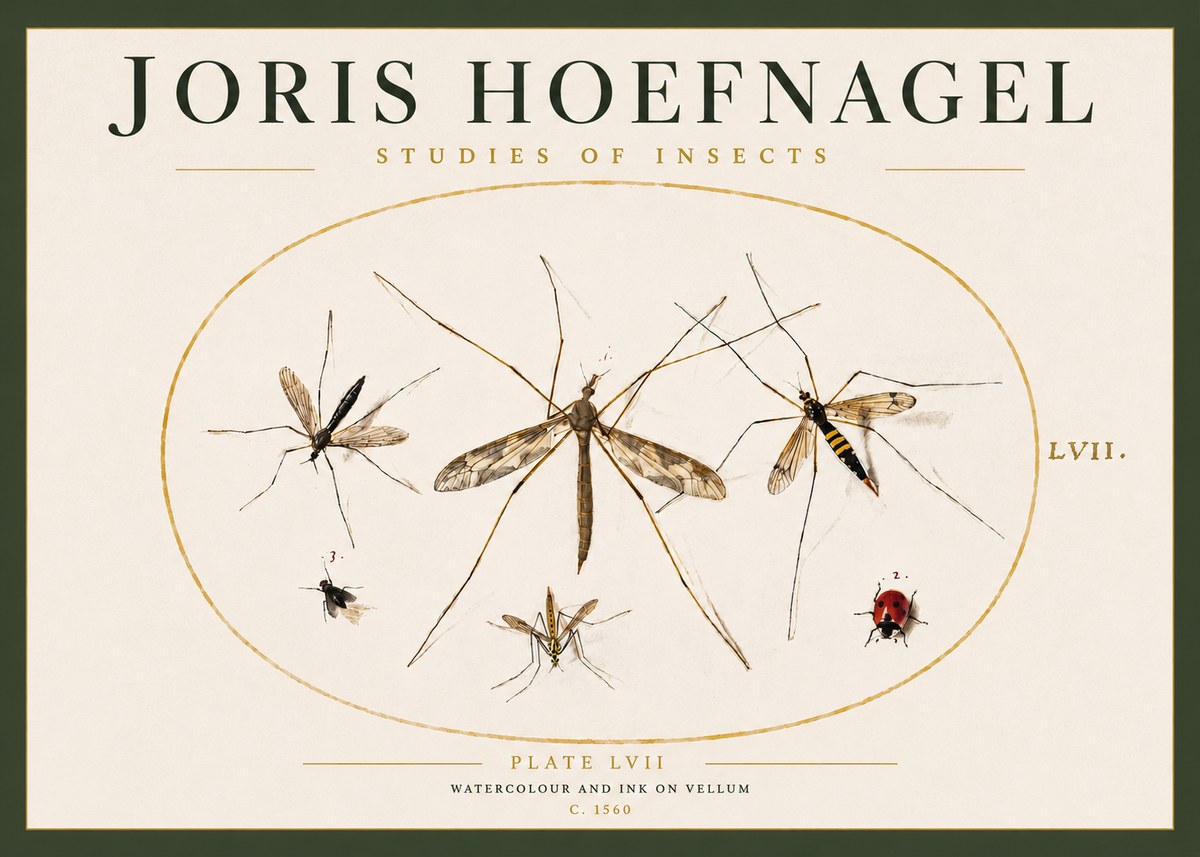 Joris Hoefnagel Studies of Insects II No3 - Plakát