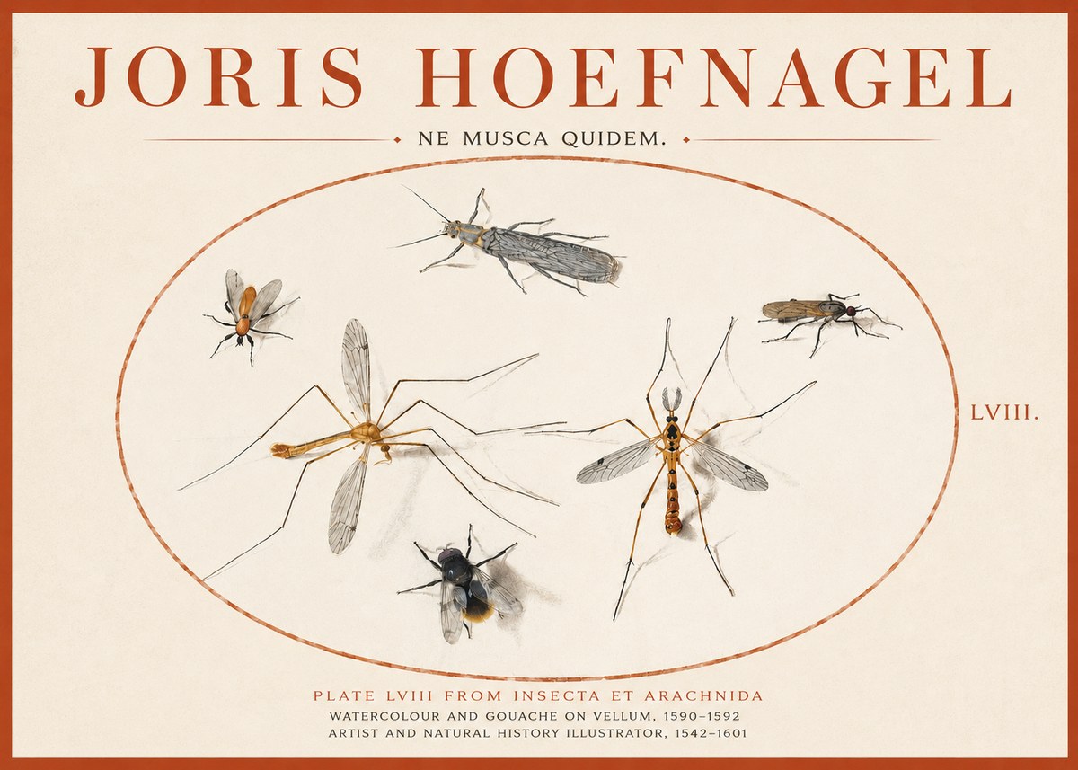 Joris Hoefnagel Plate Lviii from Insecta Et Arachnida No3 - Plakát