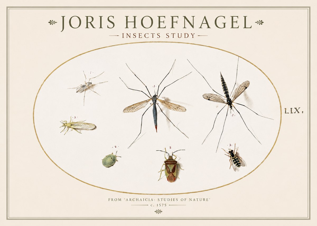 Joris Hoefnagel Insects Study I No1 - Plakát
