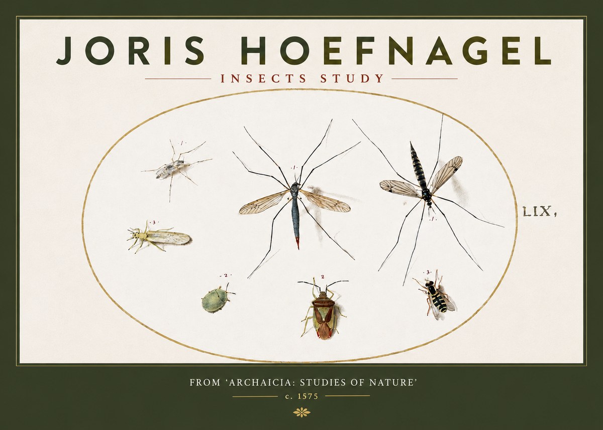 Joris Hoefnagel Insects Study I No3 - Plakát