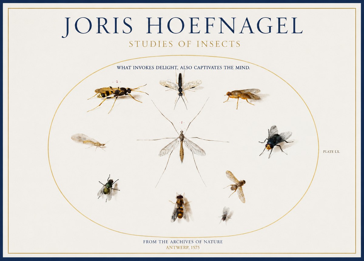 Joris Hoefnagel Studies of Insects III No1 - Plakát