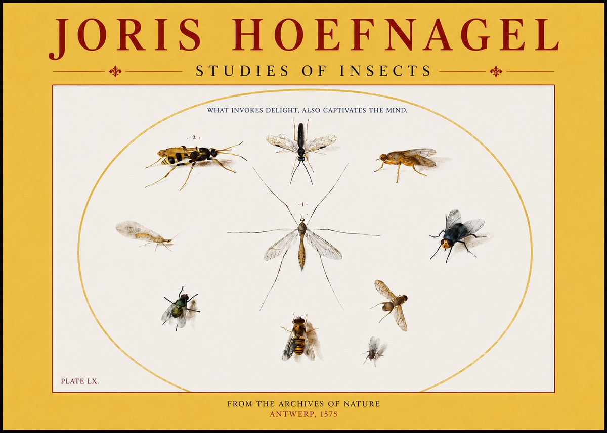 Joris Hoefnagel Studies of Insects III No4 - Plakát