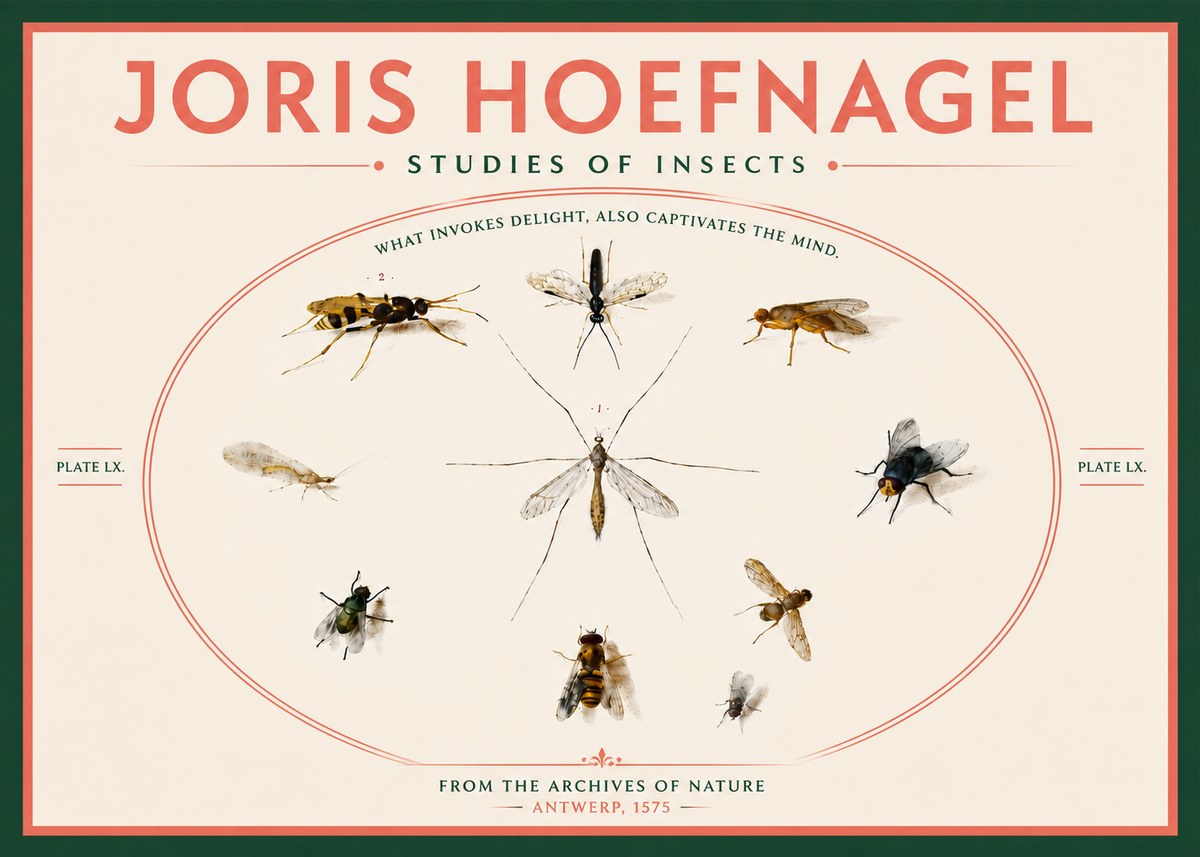 Joris Hoefnagel Studies of Insects III No6 - Plakát