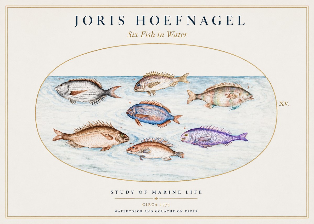 Joris Hoefnagel Six Fish in Water No1 - Plakát