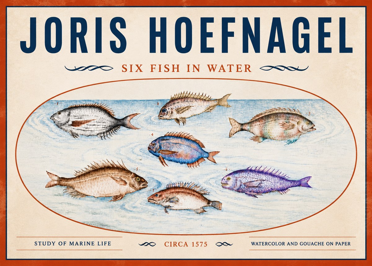 Joris Hoefnagel Six Fish in Water No5 - Plakát