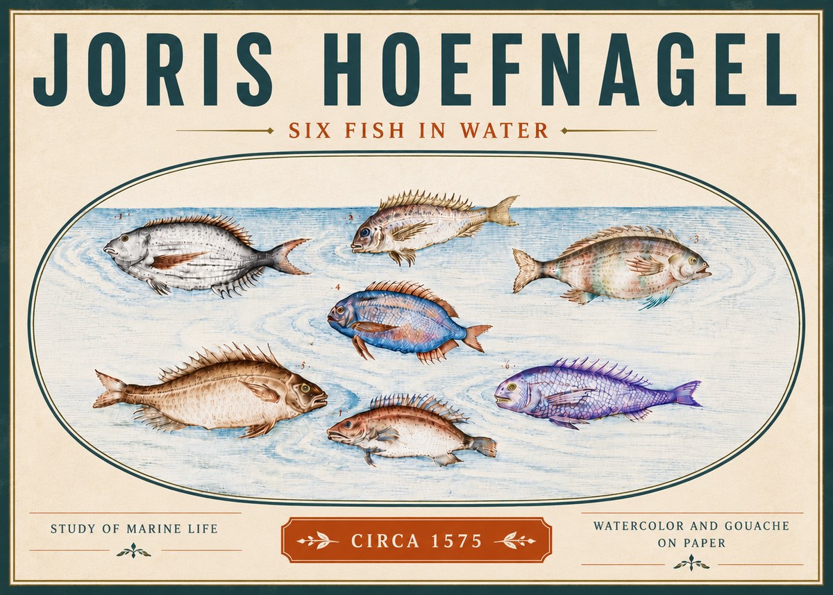 Joris Hoefnagel Six Fish in Water No6 - Plakát