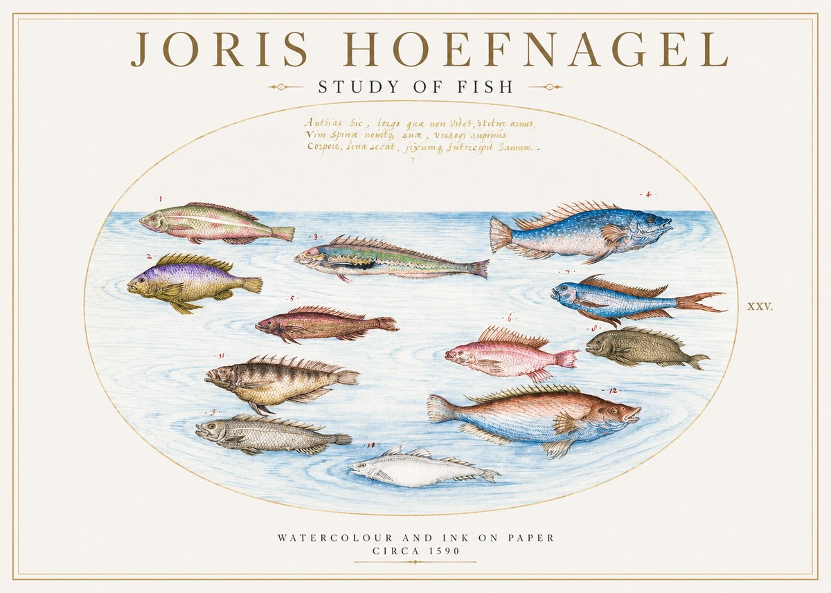 Joris Hoefnagel Study of Fish No2 - Plakát