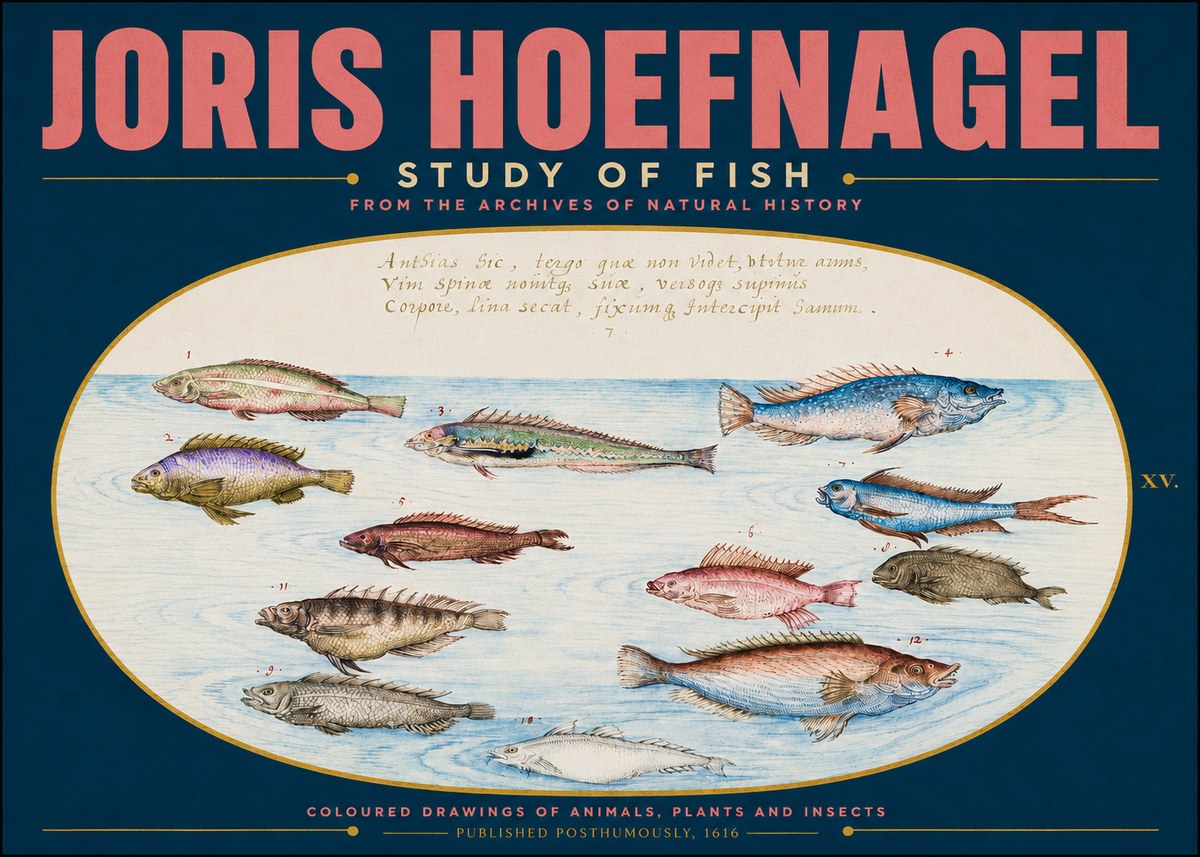Joris Hoefnagel Study of Fish No4 - Plakát
