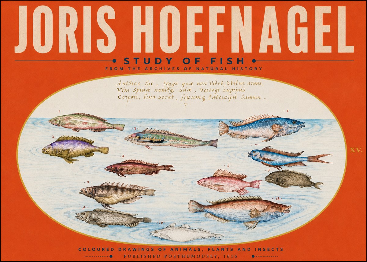 Joris Hoefnagel Study of Fish No5 - Plakát