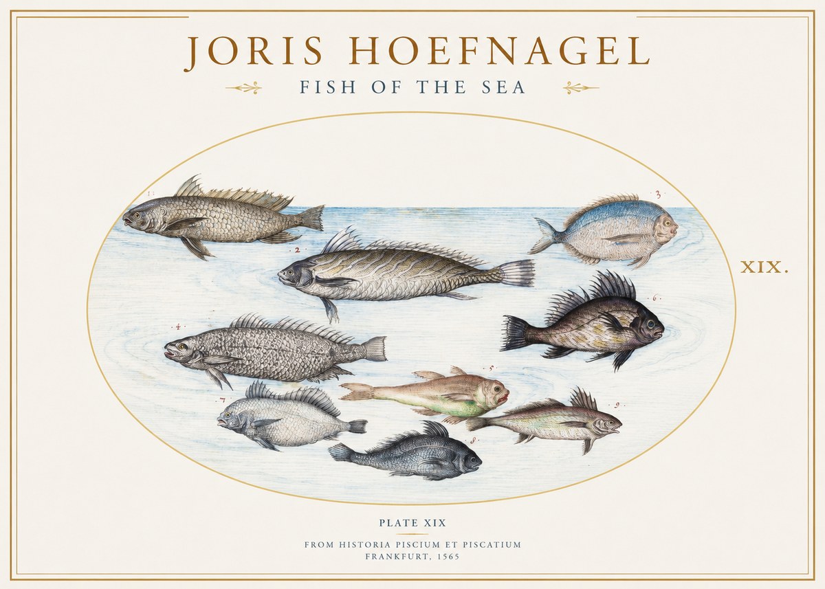 Joris Hoefnagel Fish of the Sea No1 - Plakát