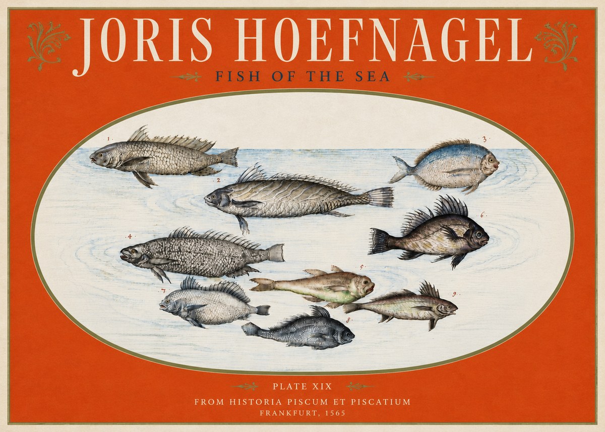 Joris Hoefnagel Fish of the Sea No3 - Plakát