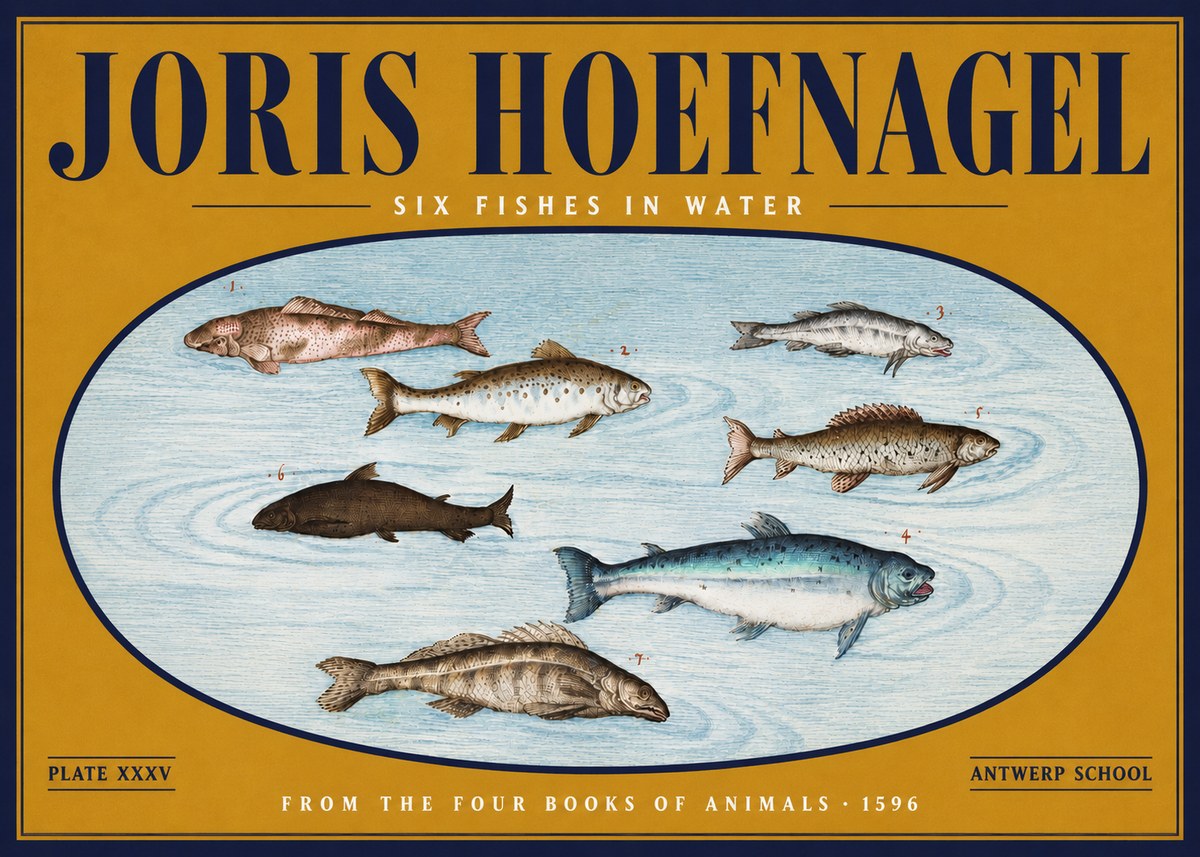 Joris Hoefnagel Six Fishes in Water I No4 - Plakát