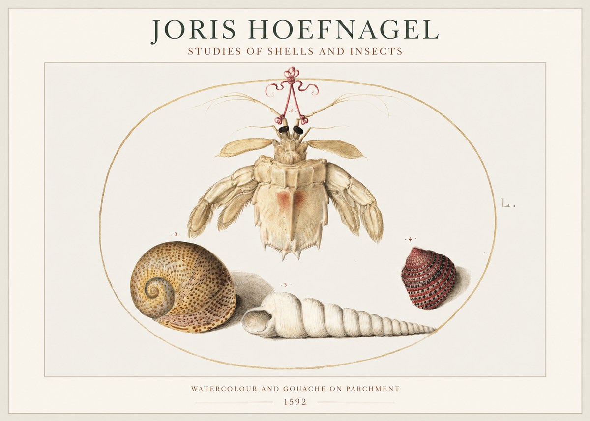 Joris Hoefnagel Studies of Shells and Insects No1 - Plakát