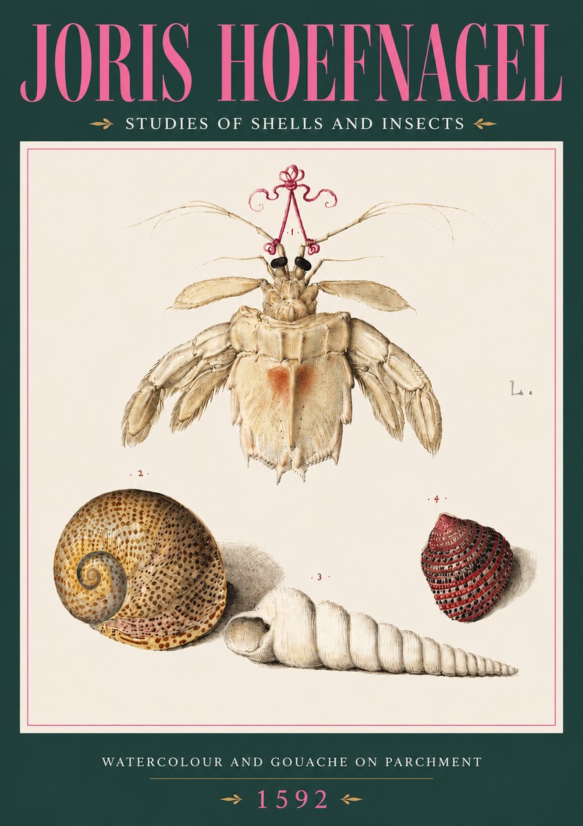 Joris Hoefnagel Studies of Shells and Insects No3 - Plakát
