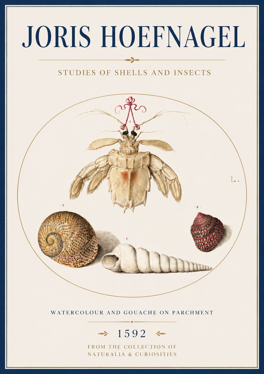 Joris Hoefnagel Studies of Shells and Insects No4 - Plakát