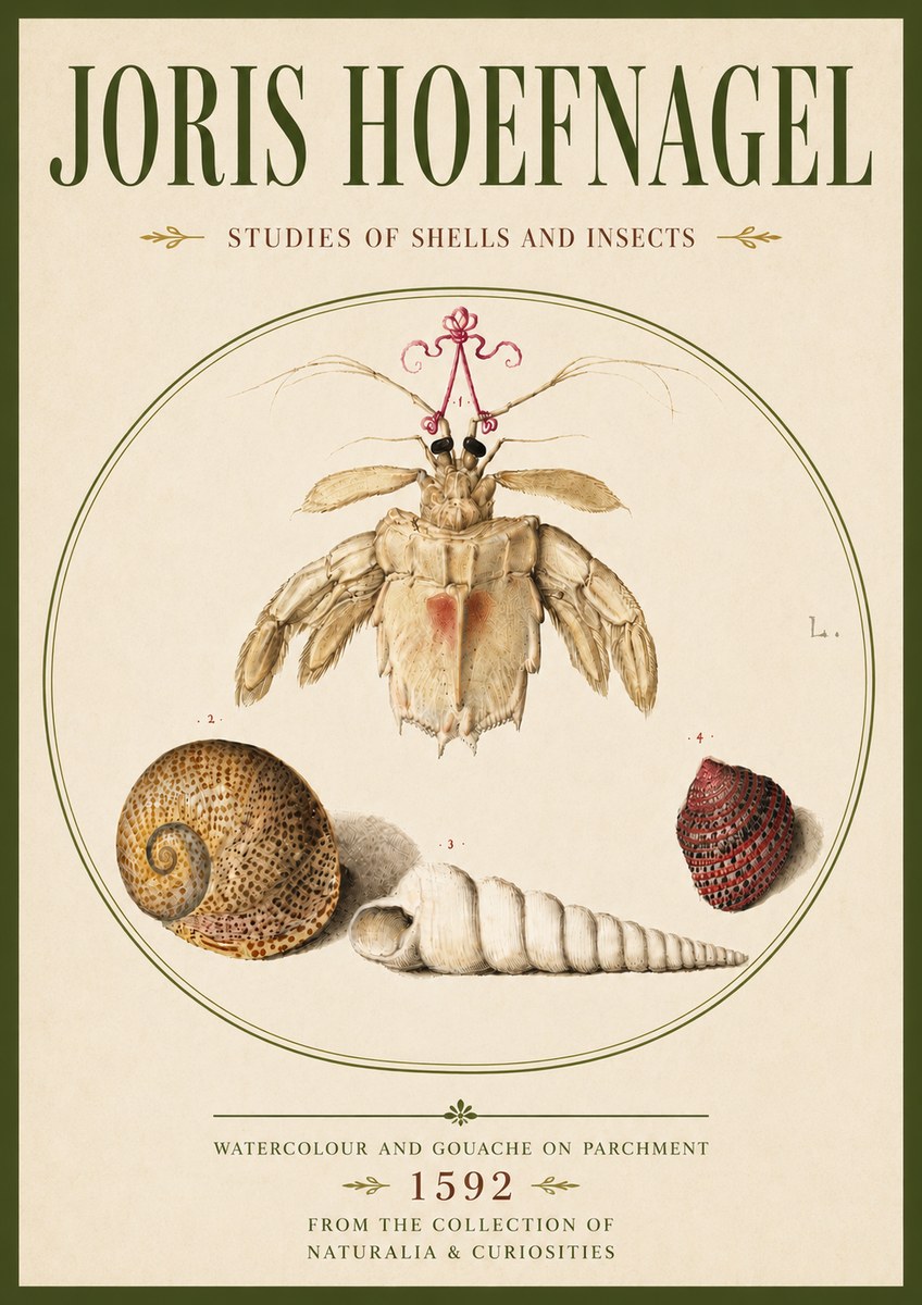 Joris Hoefnagel Studies of Shells and Insects No6 - Plakát
