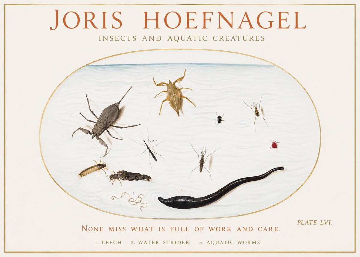 Joris Hoefnagel Insects and Aquatic Creatures No1 - Plakát