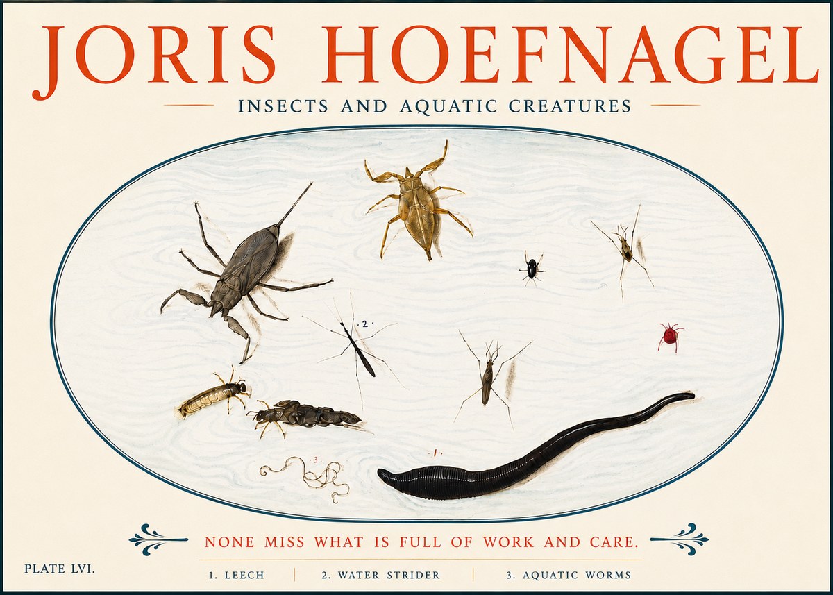 Joris Hoefnagel Insects and Aquatic Creatures No5 - Plakát