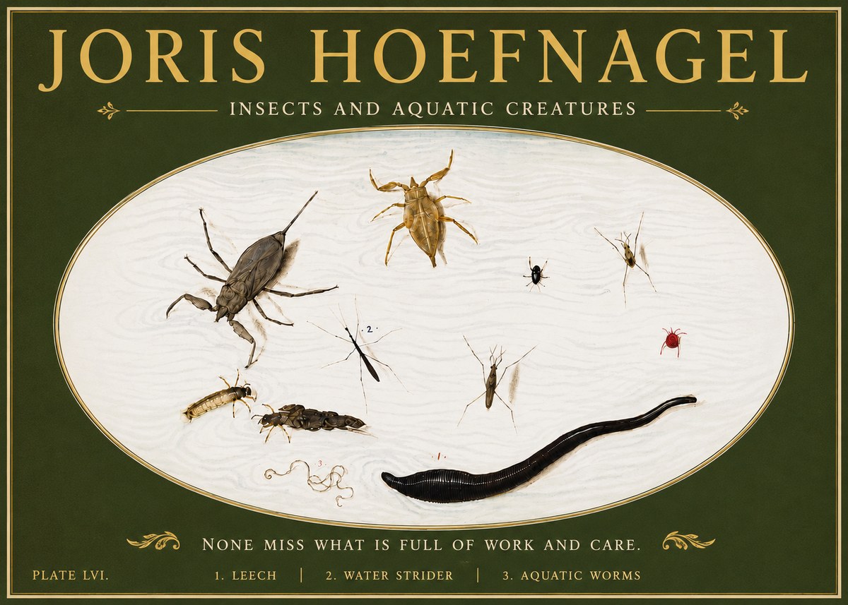 Joris Hoefnagel Insects and Aquatic Creatures No6 - Plakát