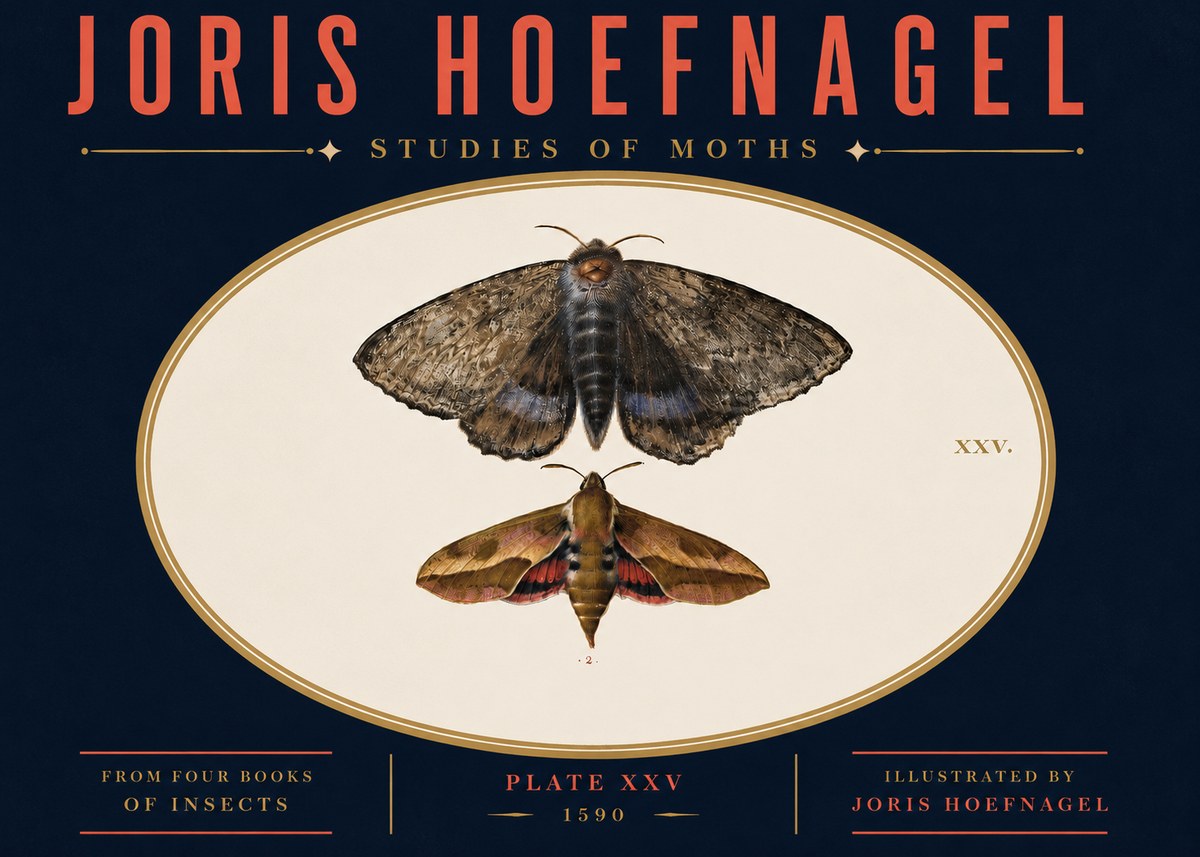Joris Hoefnagel Studies of Moths I No4 - Plakát