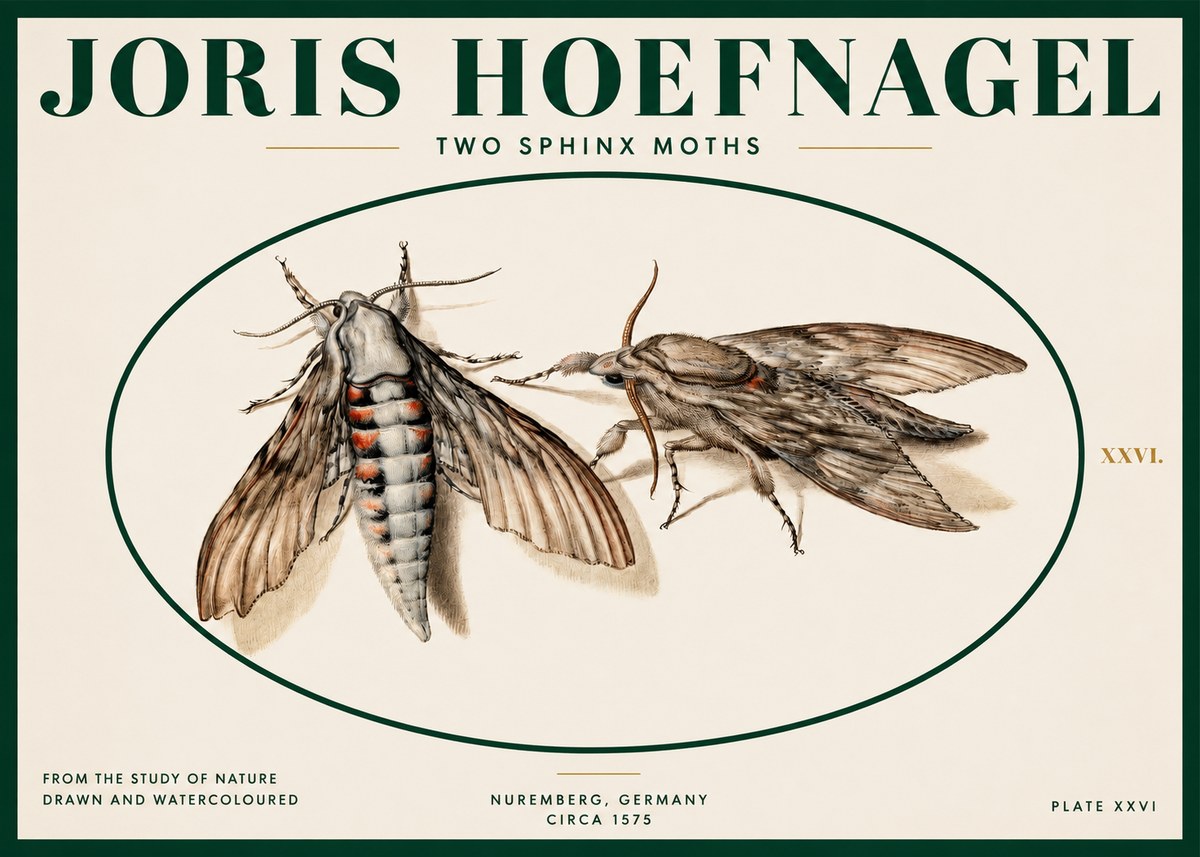 Joris Hoefnagel Two Sphinx Moths No2 - Plakát