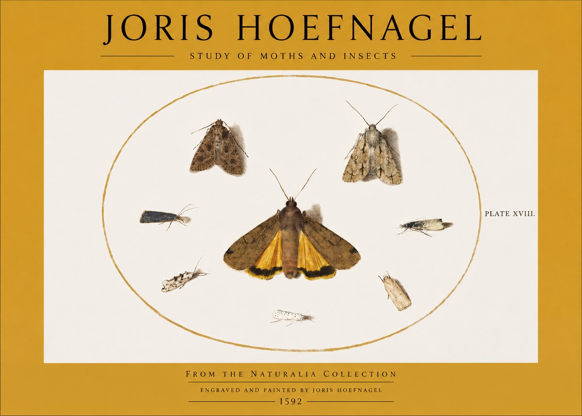 Joris Hoefnagel Study of Moths and Insects No2 - Plakát