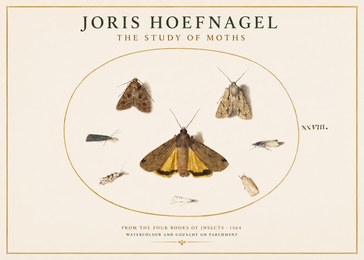Joris Hoefnagel Study of Moths and Insects No4 - Plakát