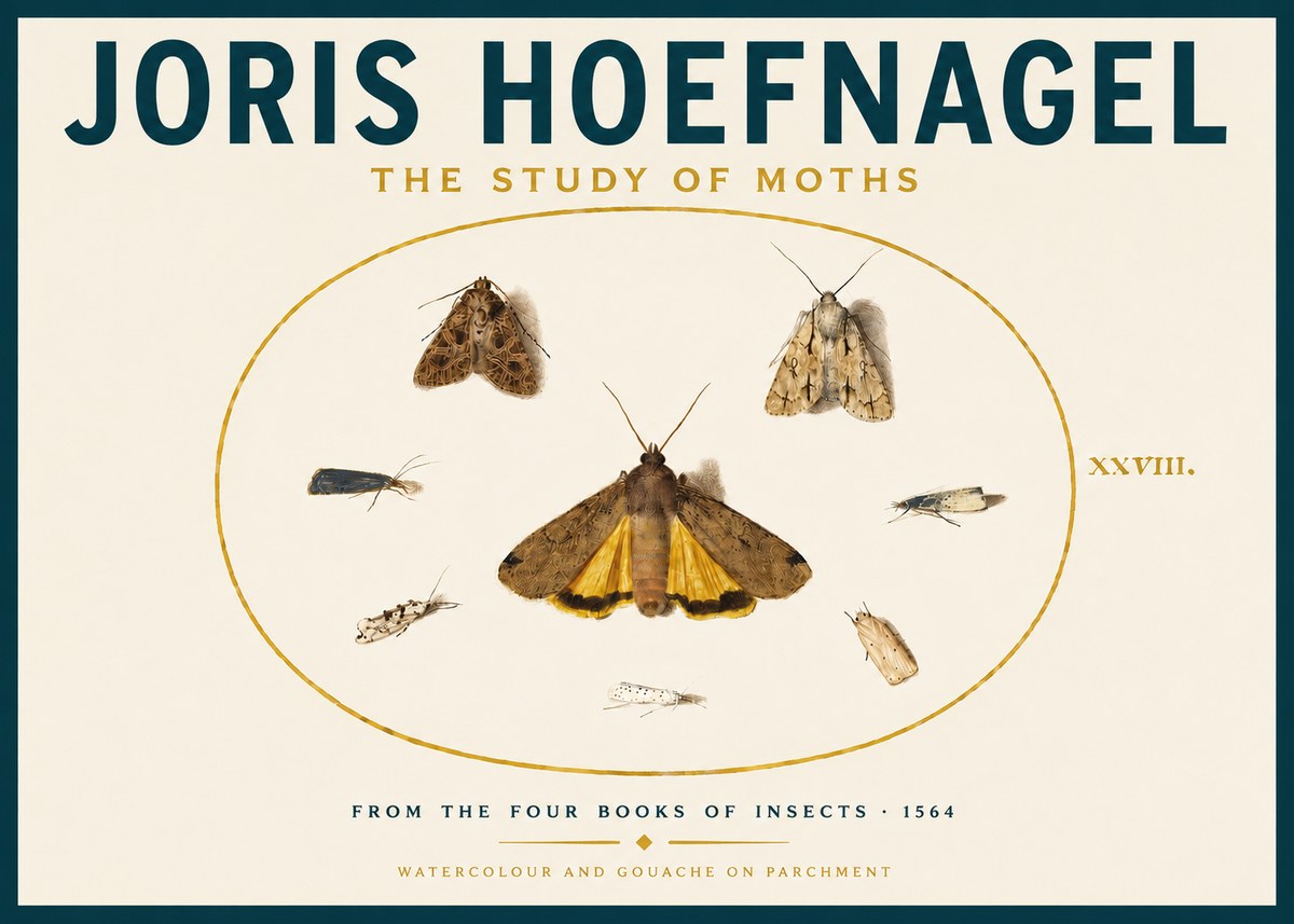 Joris Hoefnagel Study of Moths and Insects No6 - Plakát