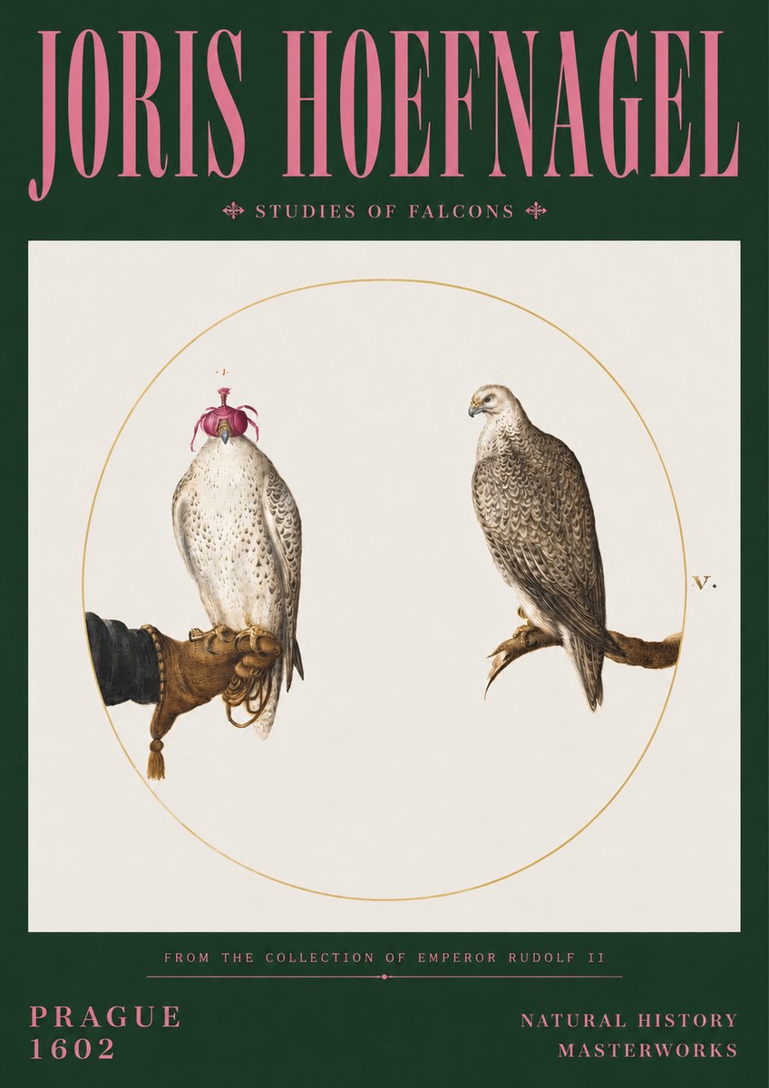 Joris Hoefnagel Studies of Falcons No3 - Plakát