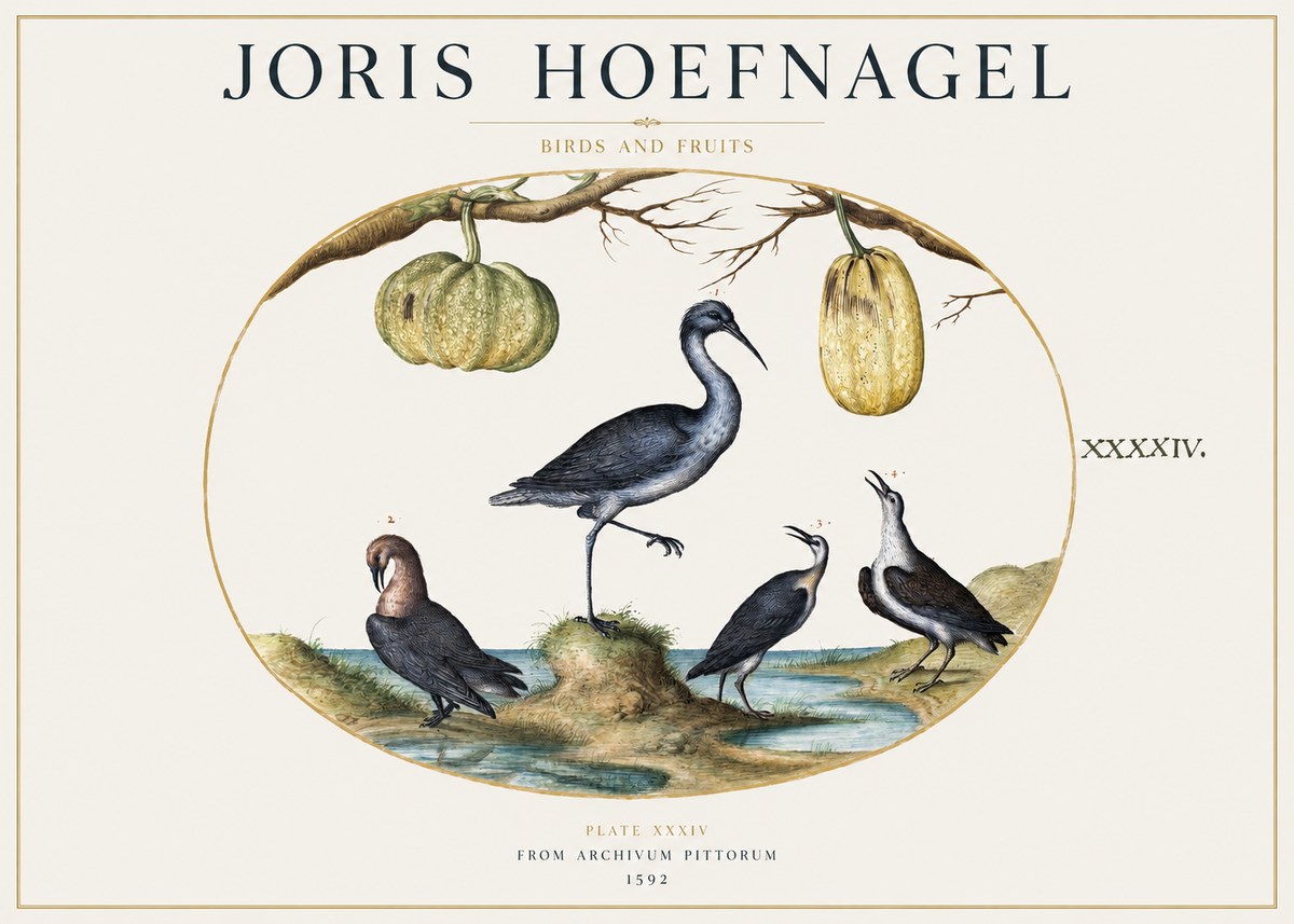 Joris Hoefnagel Birds and Fruits No1 - Plakát