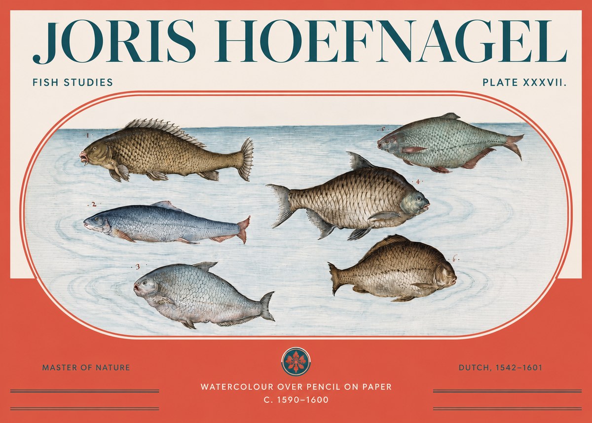 Joris Hoefnagel Six Freshwater Fish No3 - Plakát