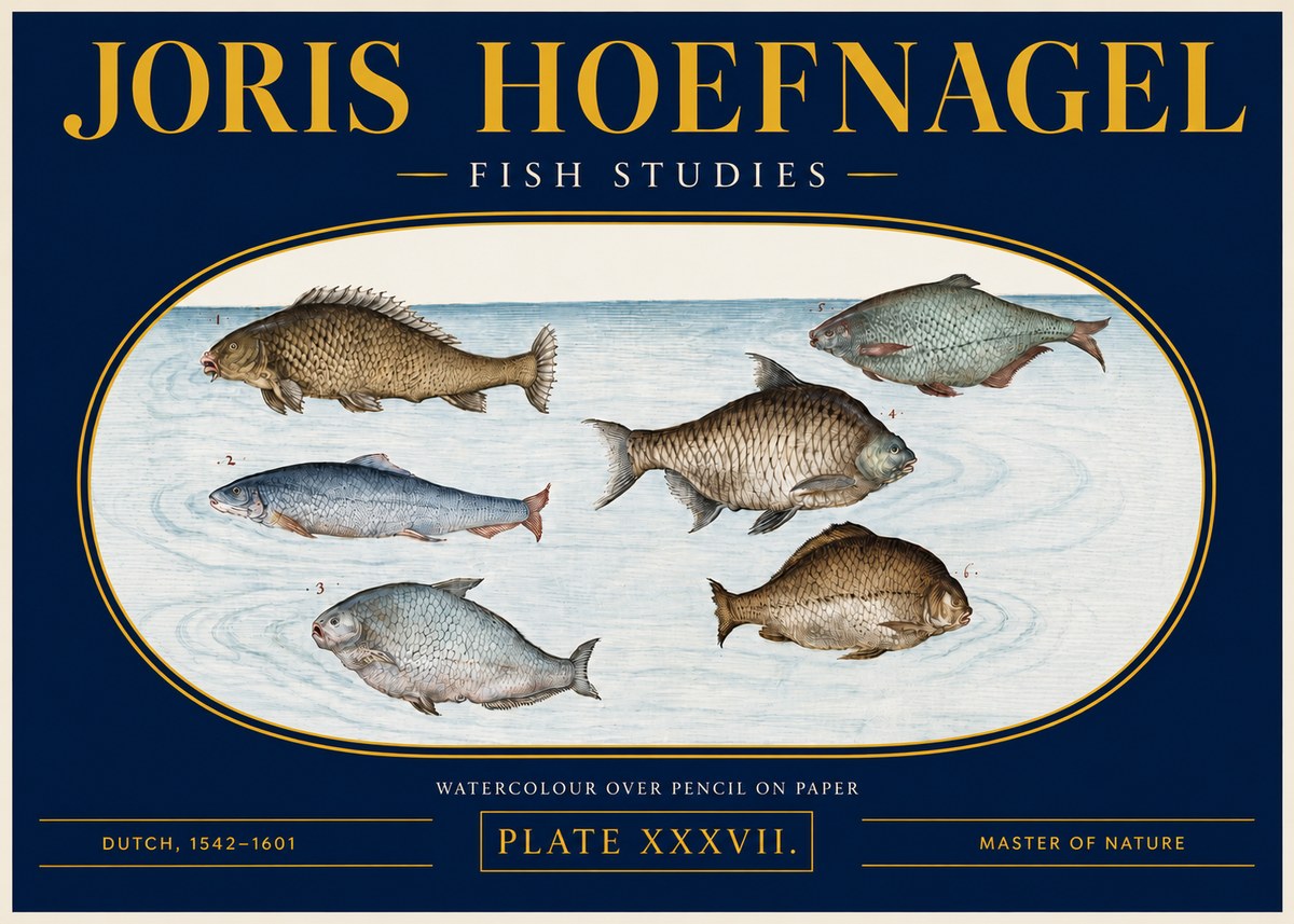 Joris Hoefnagel Six Freshwater Fish No4 - Plakát
