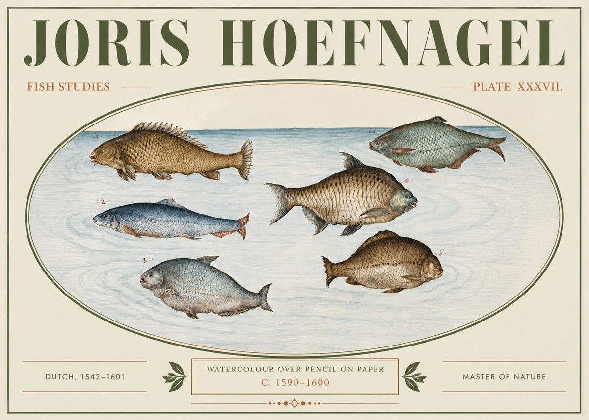 Joris Hoefnagel Six Freshwater Fish No5 - Plakát